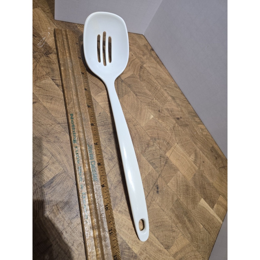 Vintage White Kamenstein Slotted Spoon 12" Long